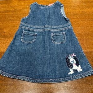 Baby Girls VTG Gymboree 2004 Chelsea Girl Jean Denim‎ Overall Dress 18-24m Dog